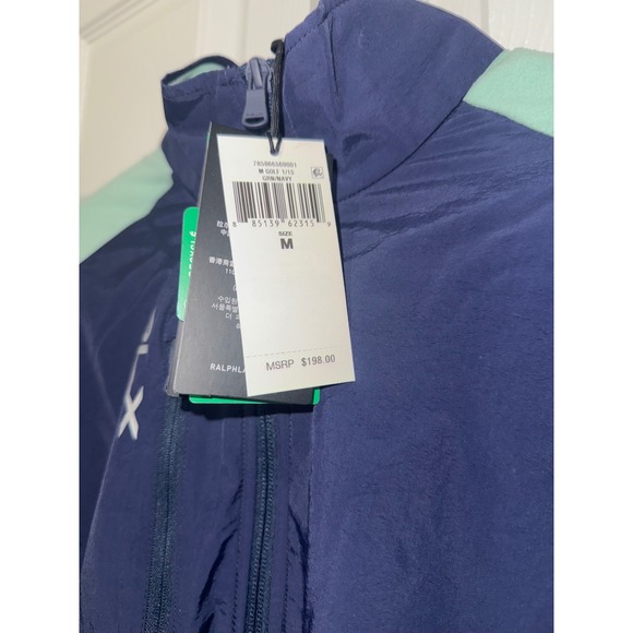 NWT RLX Ralph Lauren Men Fleece Golf Jacket Mint Navy‎ Full Zip Size M $198 - Picture 3 of 5